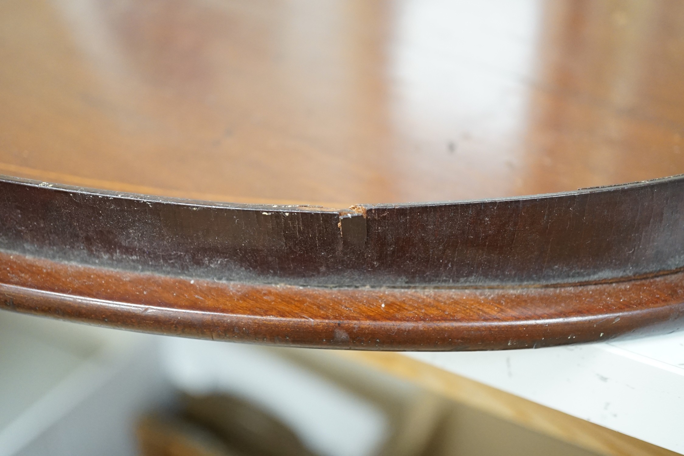 Two early 20th century mahogany and marquetry trays